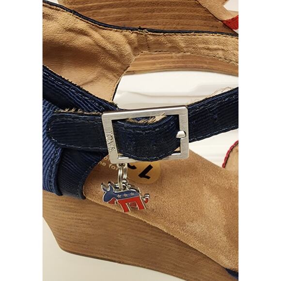 TOMS Women's Strappy Wedge Election Charms Sandals Size 12M Multicolor Red - Picture 10 of 14